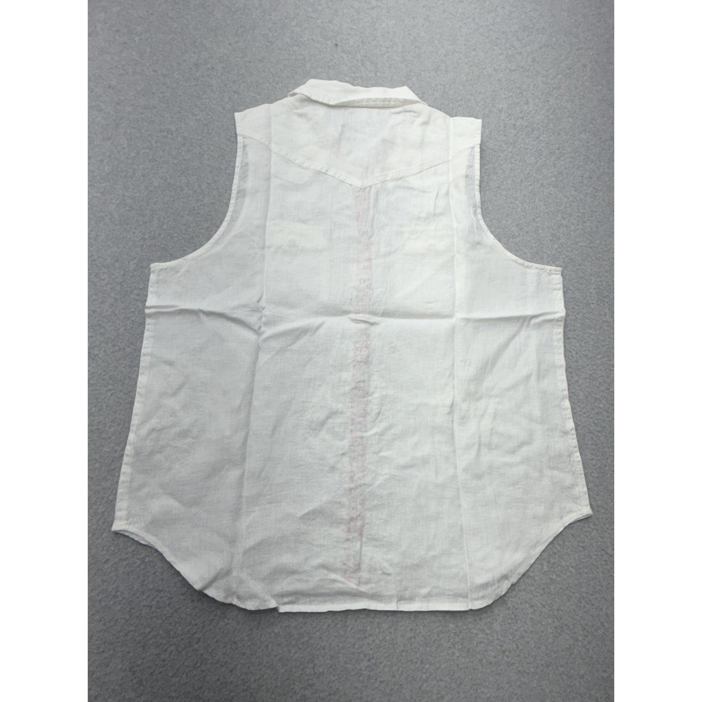 Sundance Willow Linen Sleeveless Top‎ Womens XL White Boho Western Button Front - Picture 6 of 8